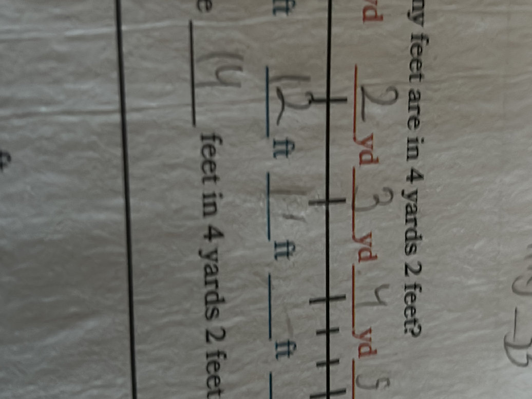 4 Yards Example How many feet are in 4 yards 2 feet? $4 { | StudyX