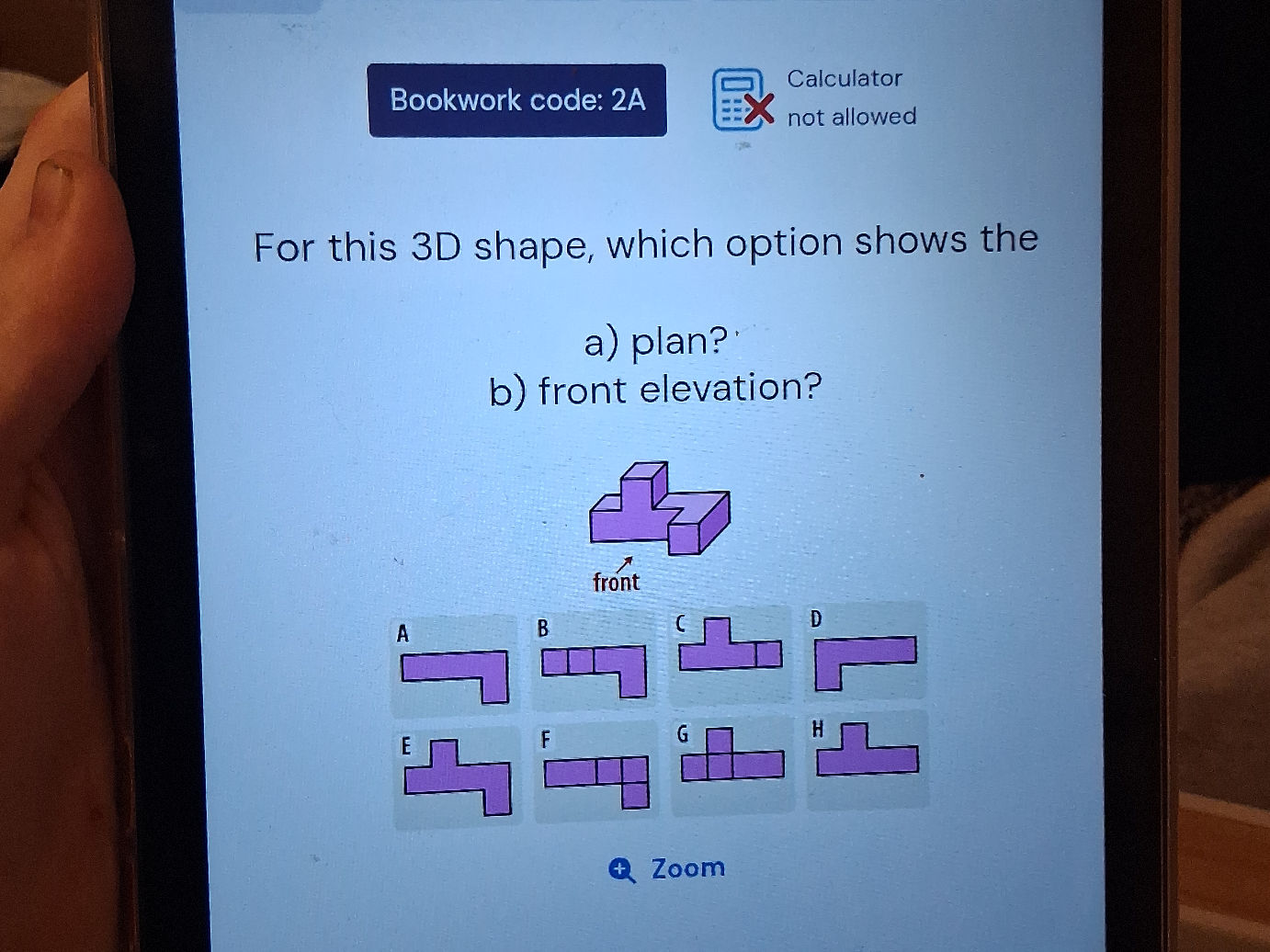 For this 3D shape, which option shows the a) | StudyX