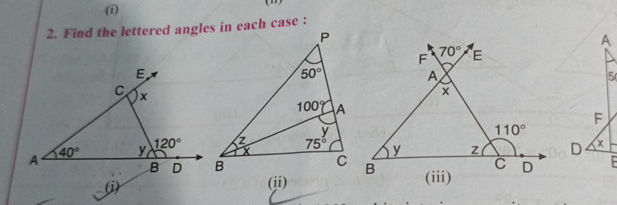 2 Find the lettered angles in each case (i) | StudyX
