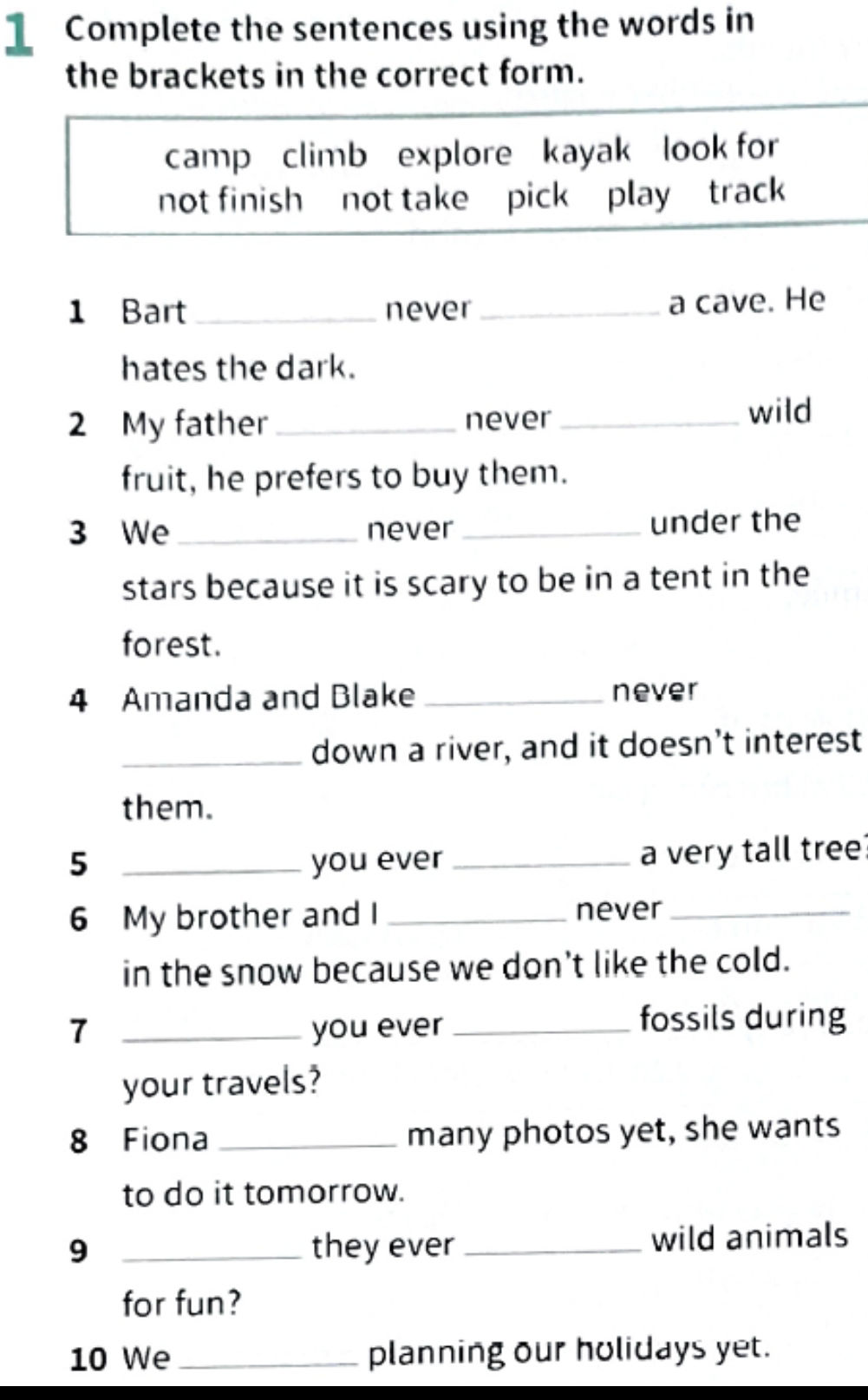 Complete the sentences using the words in | StudyX