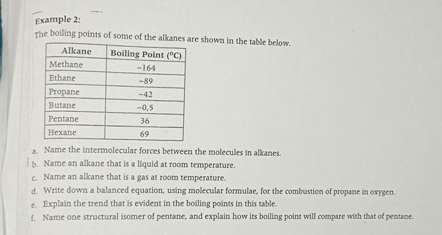Example 2 The boiling points of some of the | StudyX