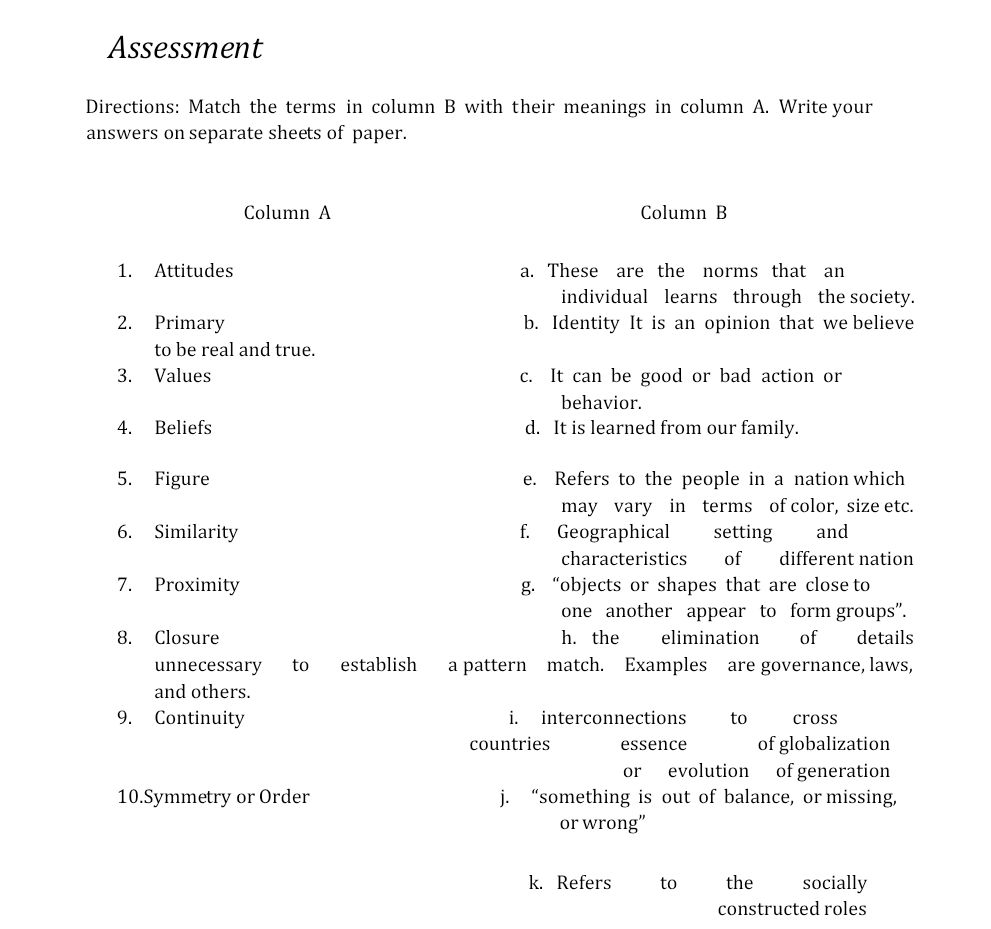 Directions: Match the terms in column B with | StudyX