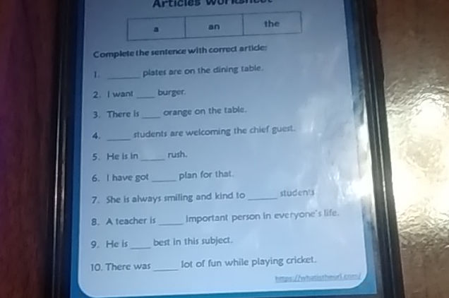 Complete Using Correct Article Complete the sentence with correct article 1 | StudyX