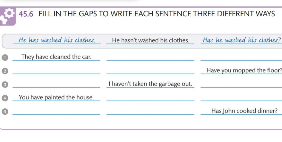 456 FILL IN THE GAPS TO WRITE EACH SENTENCE | StudyX