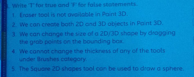 Write T for true and F for false statements | StudyX