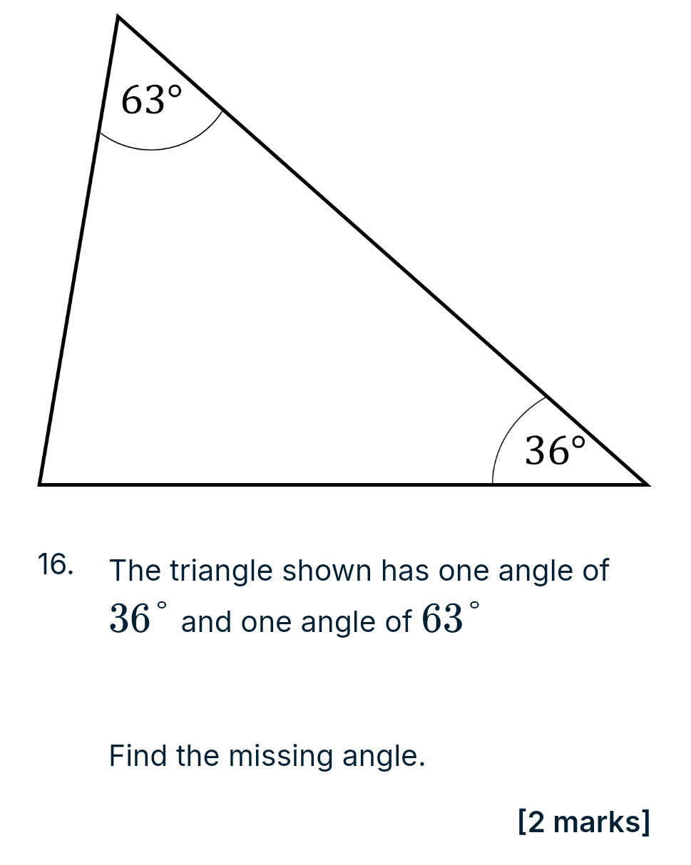 The triangle shown has one angle of 36 and