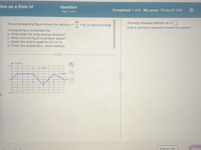 The accompanying figure shows the velocity