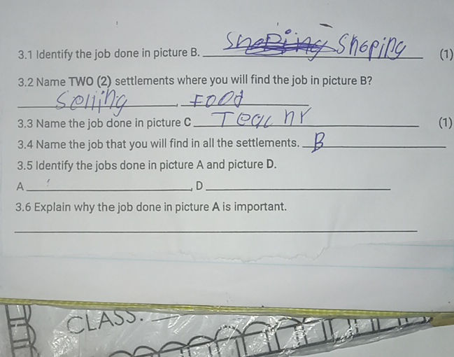 31 Identify the job done in picture B