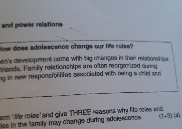 How does adolescence change our life roles