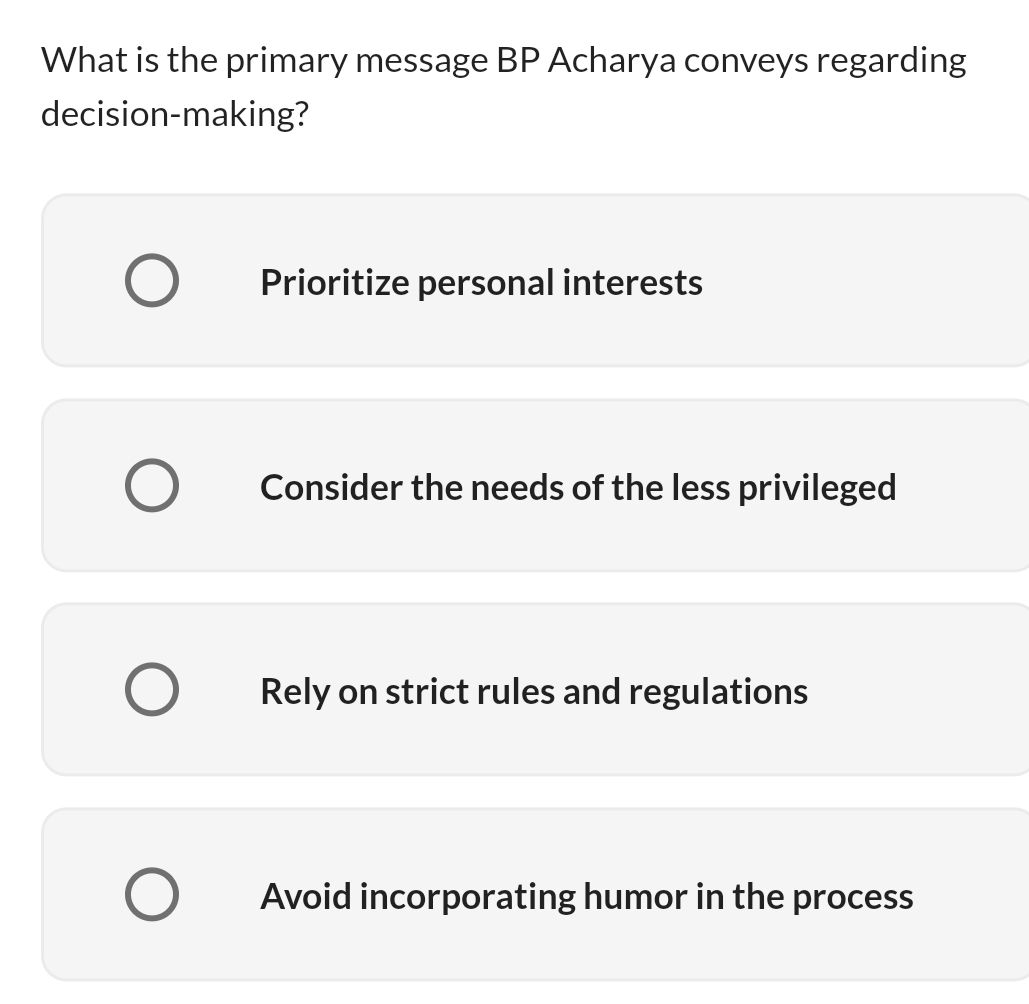 Primary Message What is the primary message BP Acharya