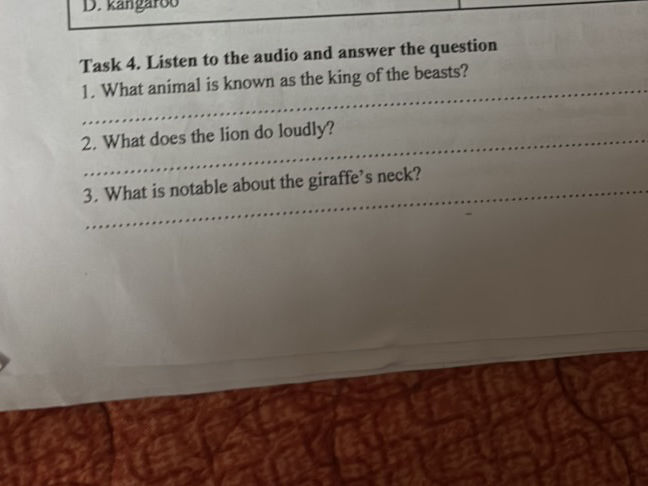 Task 4 Listen to the audio and answer the | StudyX