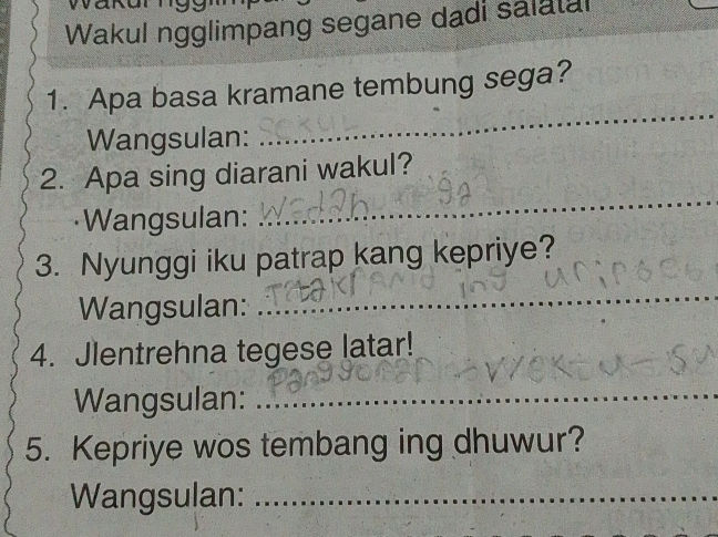 1 Apa basa kramane tembung sega Wangsulan 2 | StudyX