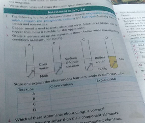 Grade 9 learners set up the apparatus shown | StudyX