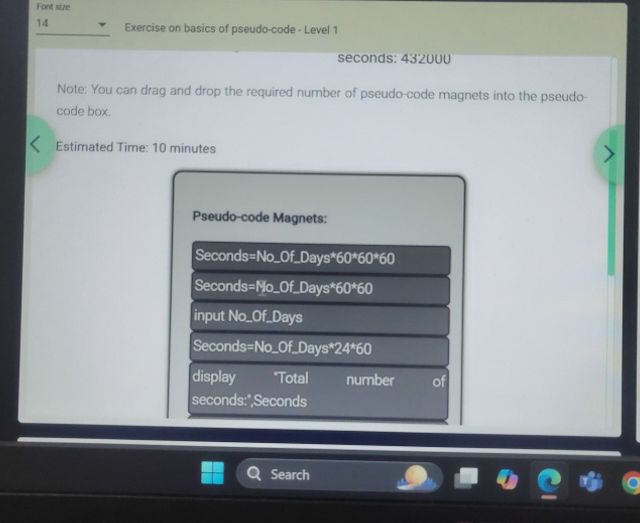Exercise on basics of pseudo-code - Level 1 | StudyX