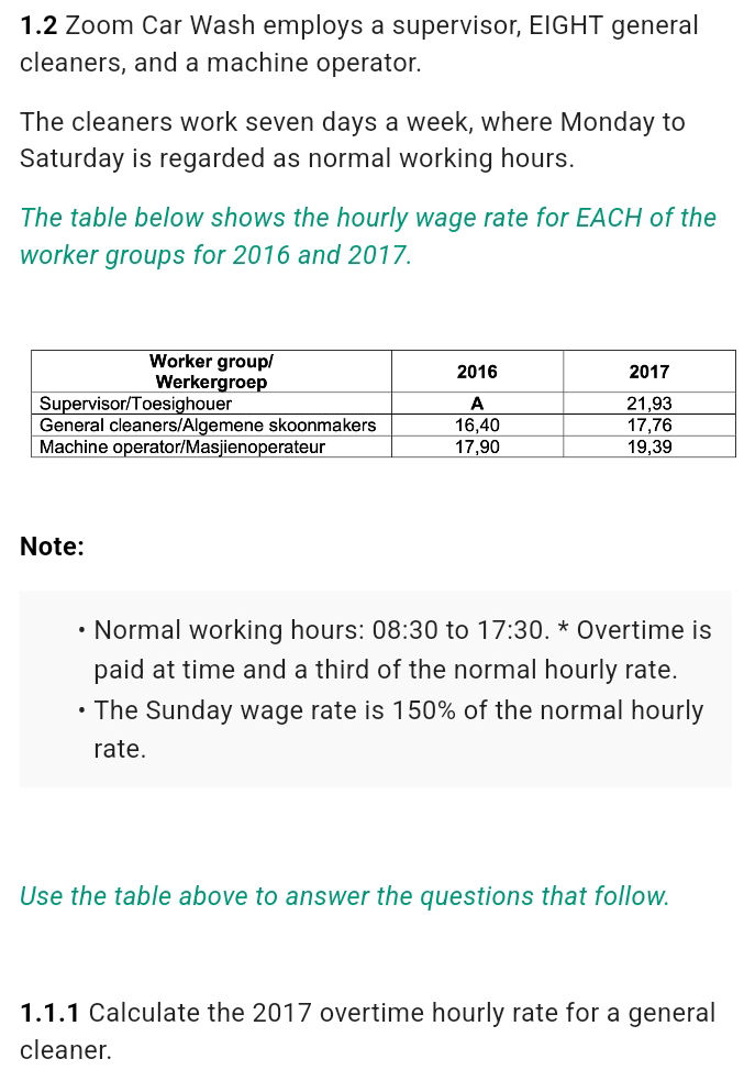 111 Calculate the 2017 overtime hourly rate | StudyX