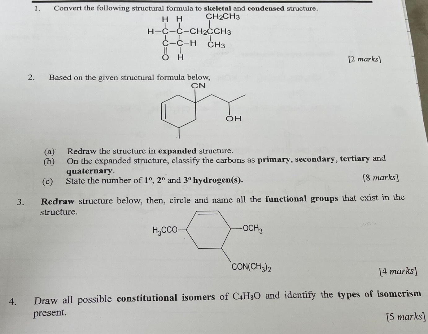 1 Convert the following structural formula | StudyX