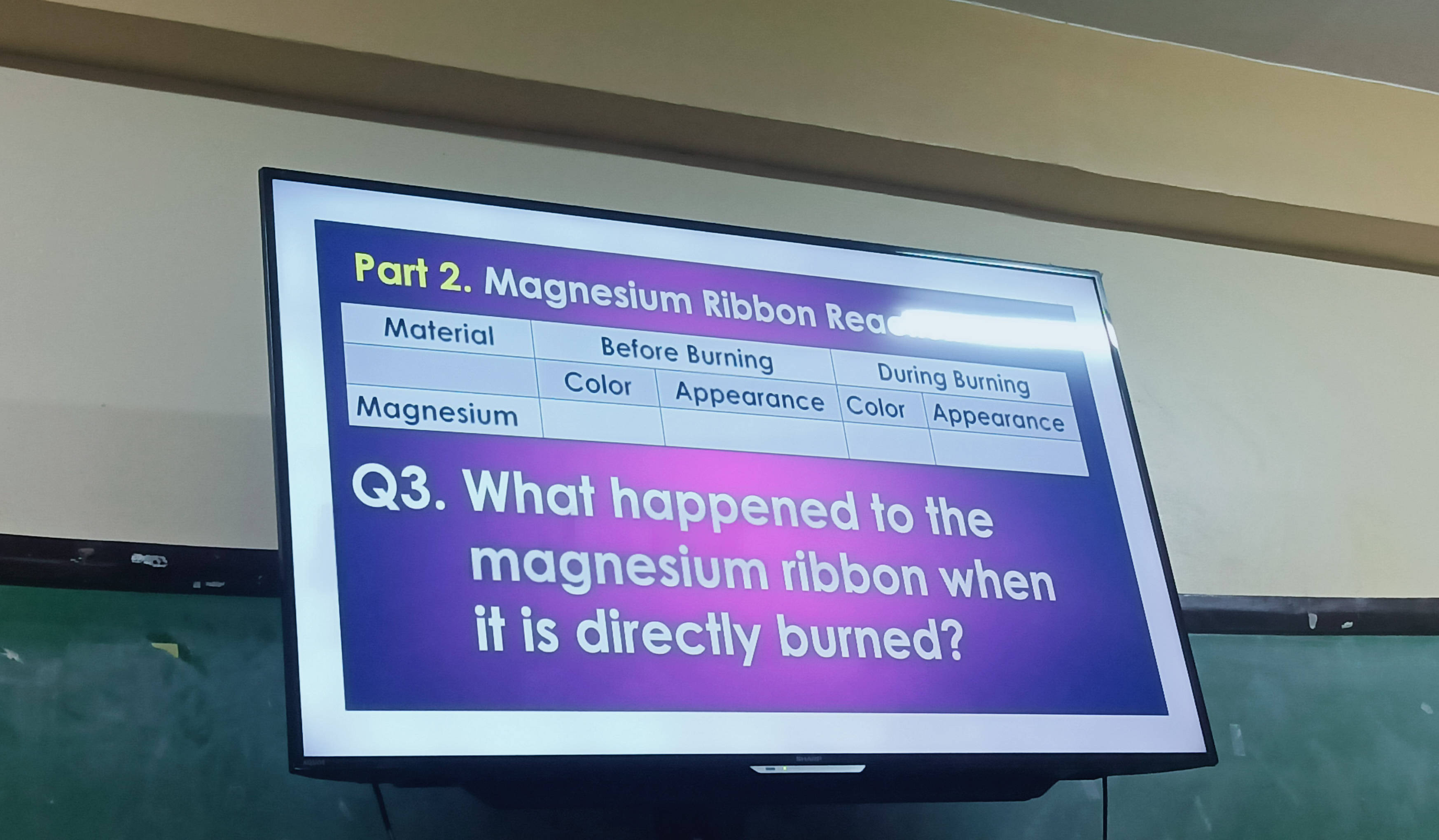 Part 2 Magnesium Ribbon Reaction Material | StudyX