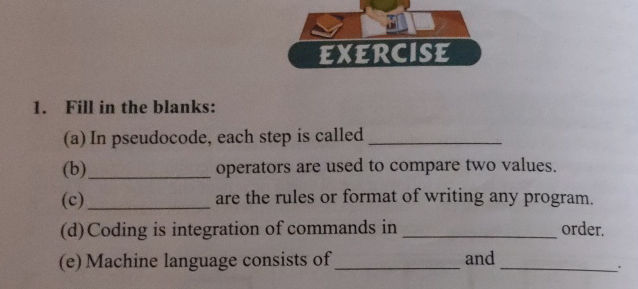 1 Fill in the blanks (a) In pseudocode each | StudyX