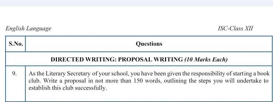 English Language ISC-Class XII Questions | StudyX