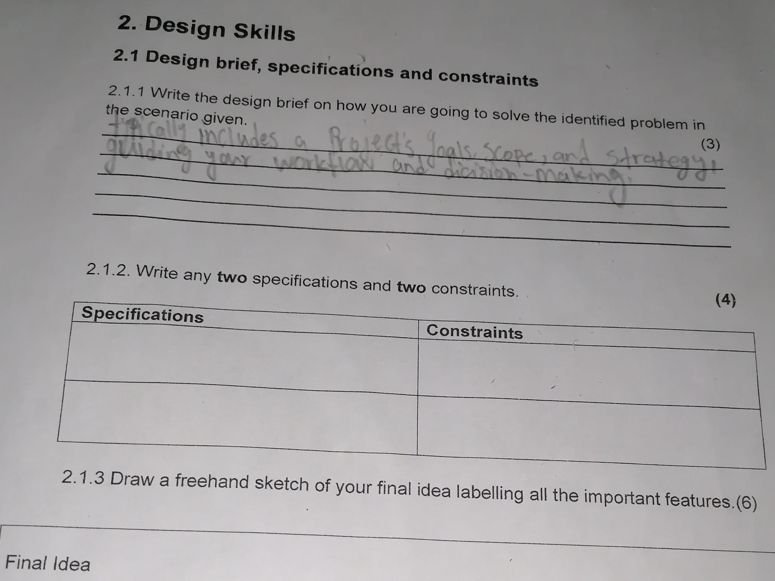 211 Write the design brief on how you are | StudyX