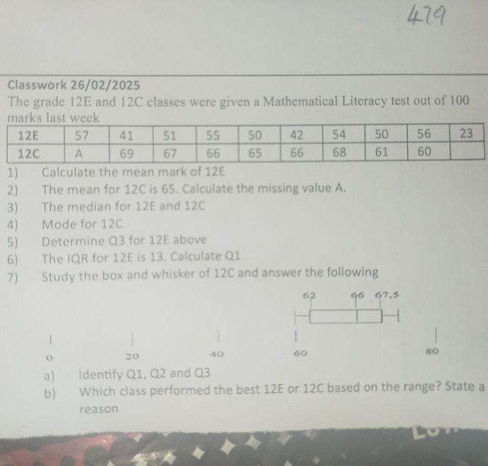 Classwork 26/02/2025 The grade 12E and 12C | StudyX