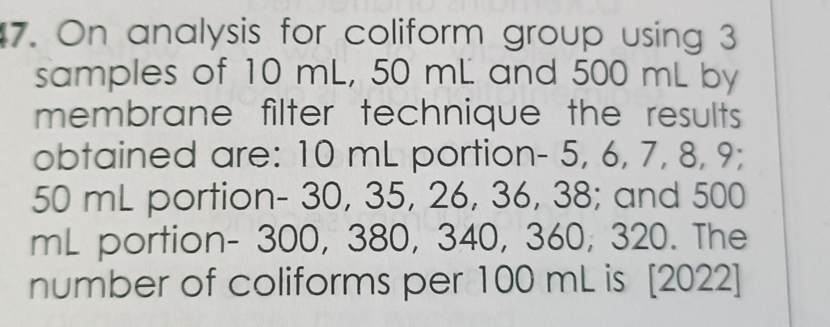 On analysis for coliform group using 3