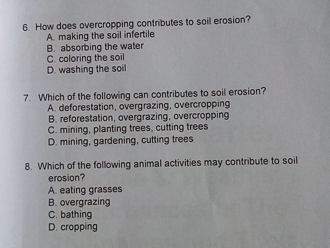 6. How does overcropping contributes to soil | StudyX