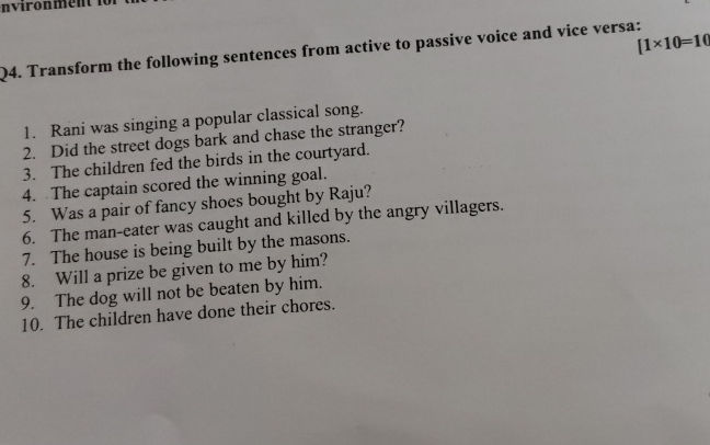 Q4 Transform the following sentences from | StudyX