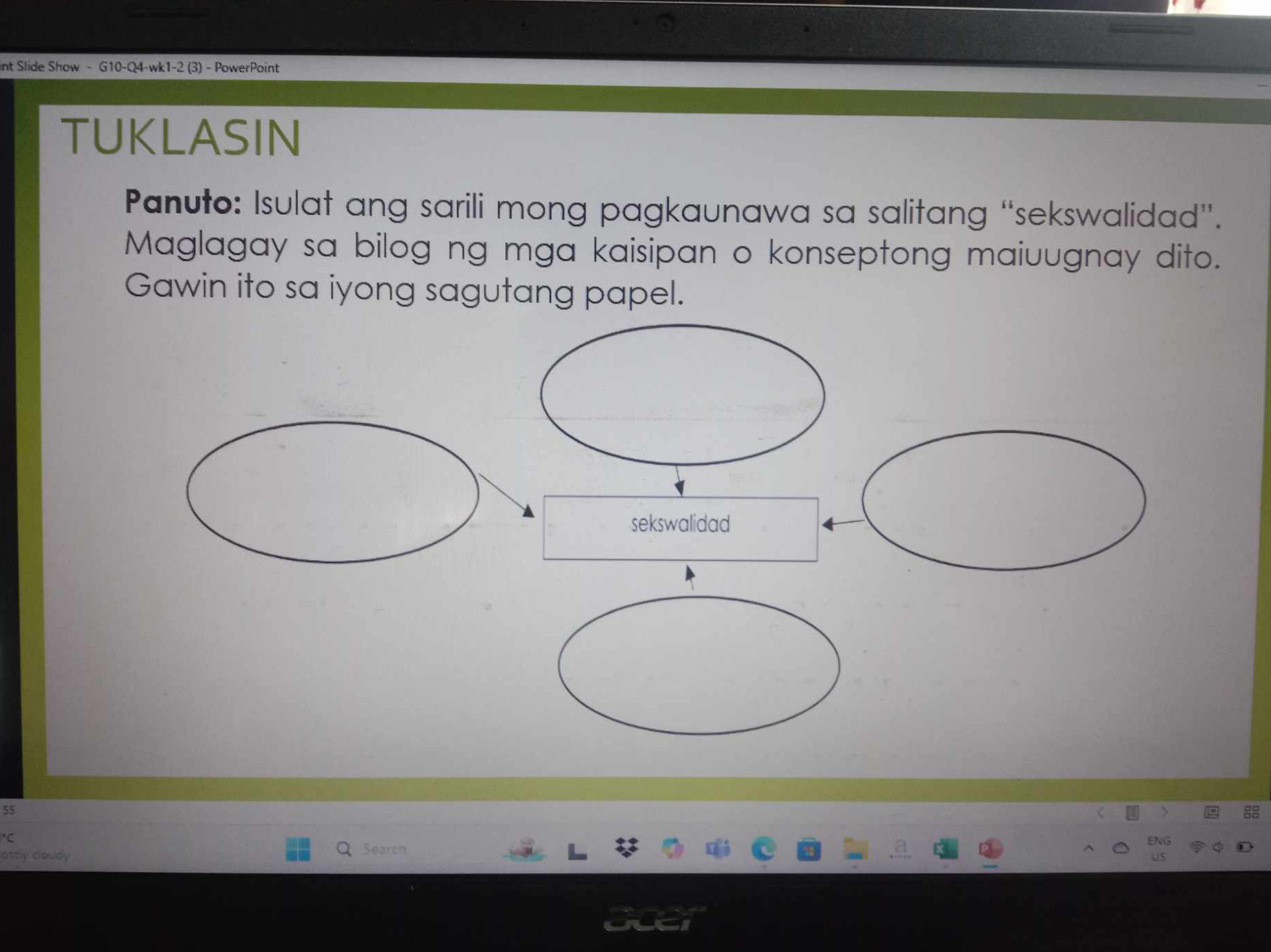 TUKLASIN Panuto: Isulat ang sarili mong | StudyX