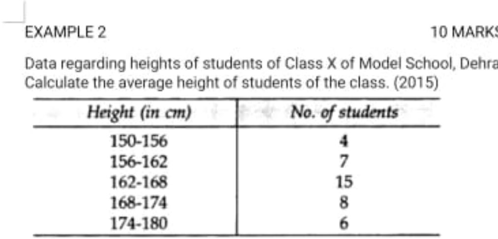 EXAMPLE 2 10 MARKS Data regarding heights of | StudyX