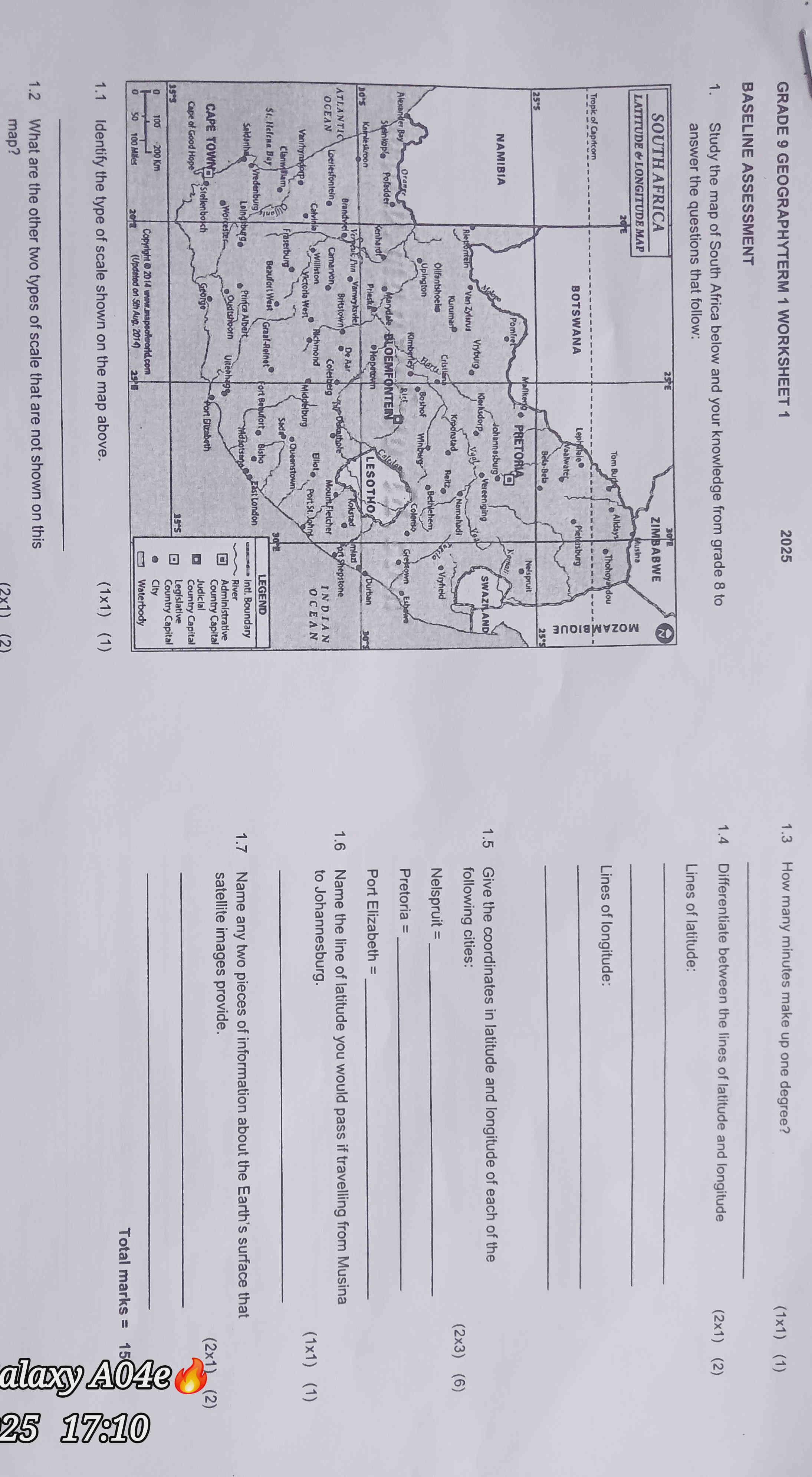 GRADE 9 GEOGRAPHY TERM 1 WORKSHEET 1 | StudyX