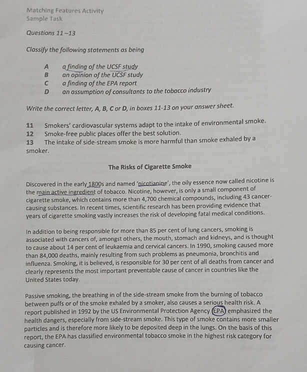 Matching Features Activity Sample Task | StudyX