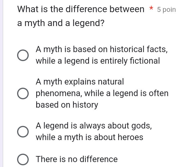 What is the difference between a myth and a | StudyX