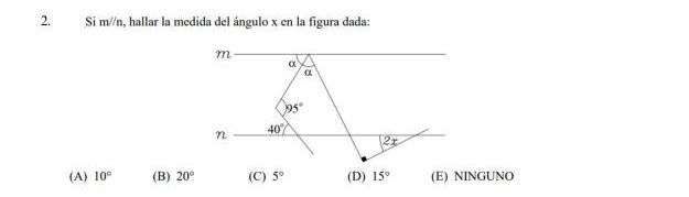 2 Si m//n hallar la medida del ngulo x en la | StudyX