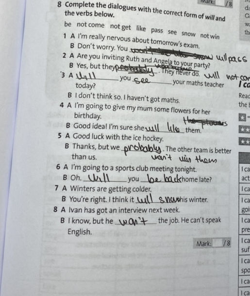 8 Complete the dialogues with the correct | StudyX