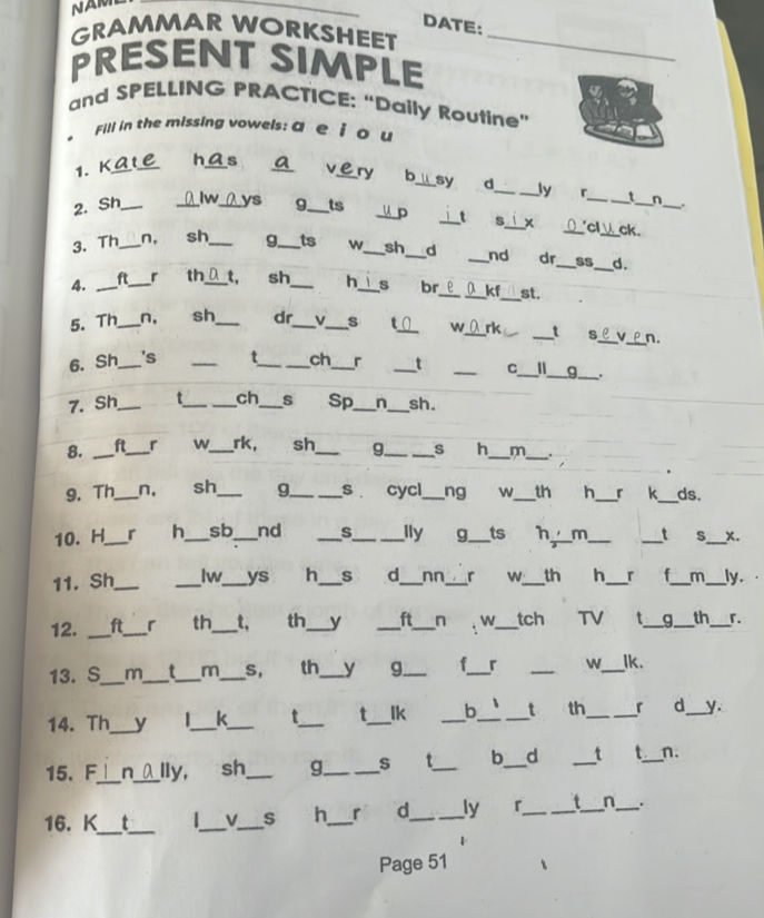 Fill in the missing vowels a e i o u 1 Kate | StudyX