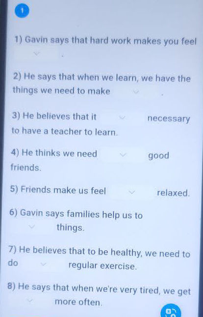 1) Gavin says that hard work makes you feel | StudyX