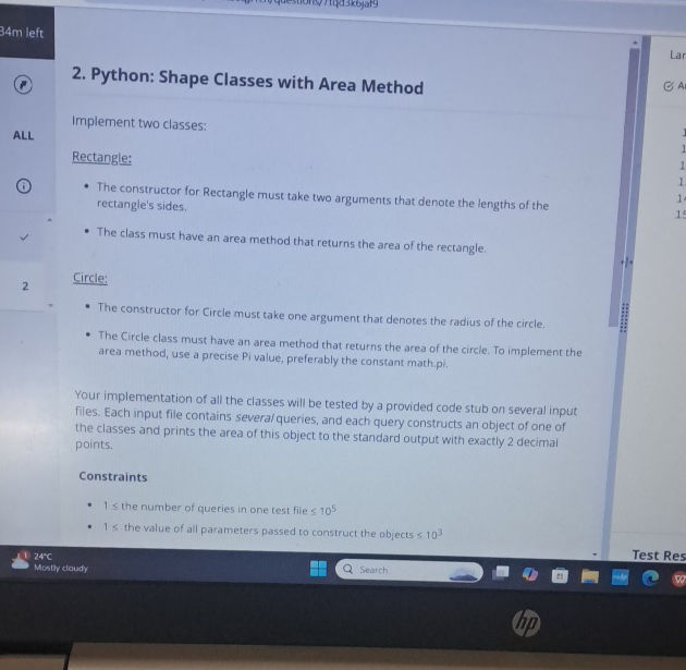2 Python Shape Classes with Area Method
