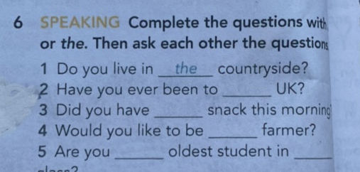 Questions Using Or 6 SPEAKING Complete the questions with or | StudyX