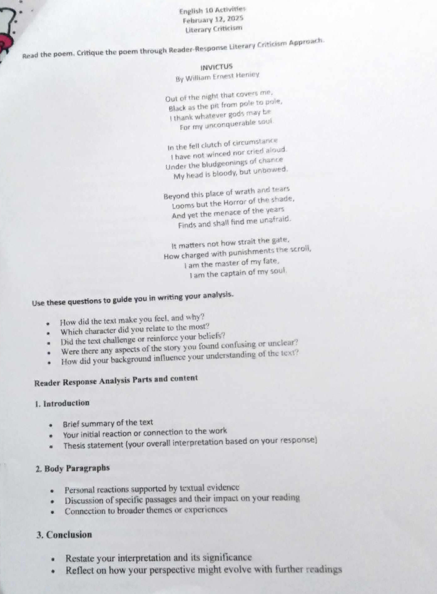 Read the poem Critique the poem through | StudyX