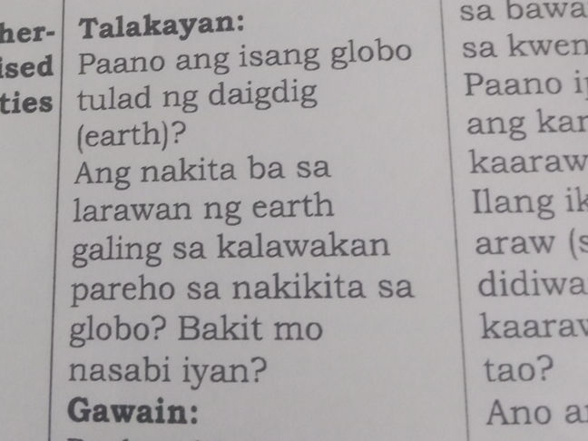 Talakayan: Paano ang isang globo tulad ng