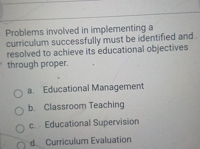Problems involved in implementing a