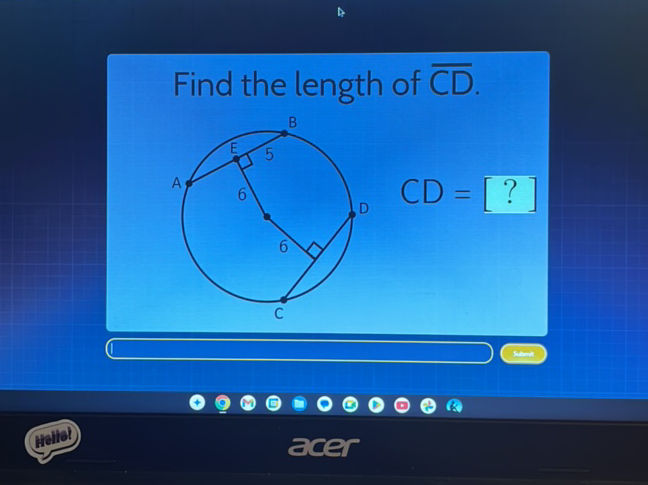 Find the length of $ {CD}$. CD = [?] B E 5 A
