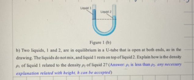 b) Two liquids 1 and 2 are in equilibrium in