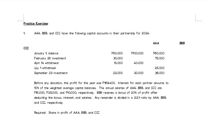 Aaa Bbb And Ccc Have The Following Capital Studyx