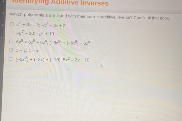 Which polynomials are listed with their | StudyX