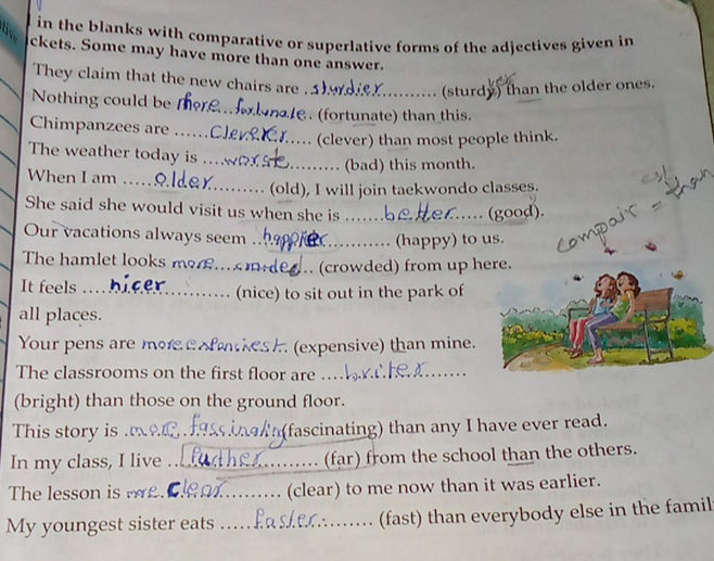Fill in the blanks with comparative or | StudyX