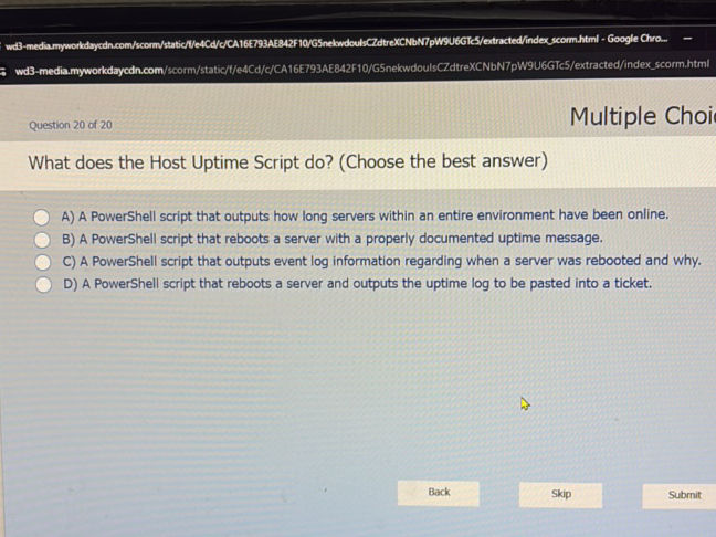 What does the Host Uptime Script do? (Choose | StudyX