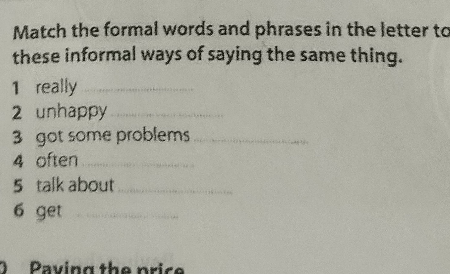 Match the formal words and phrases in the | StudyX