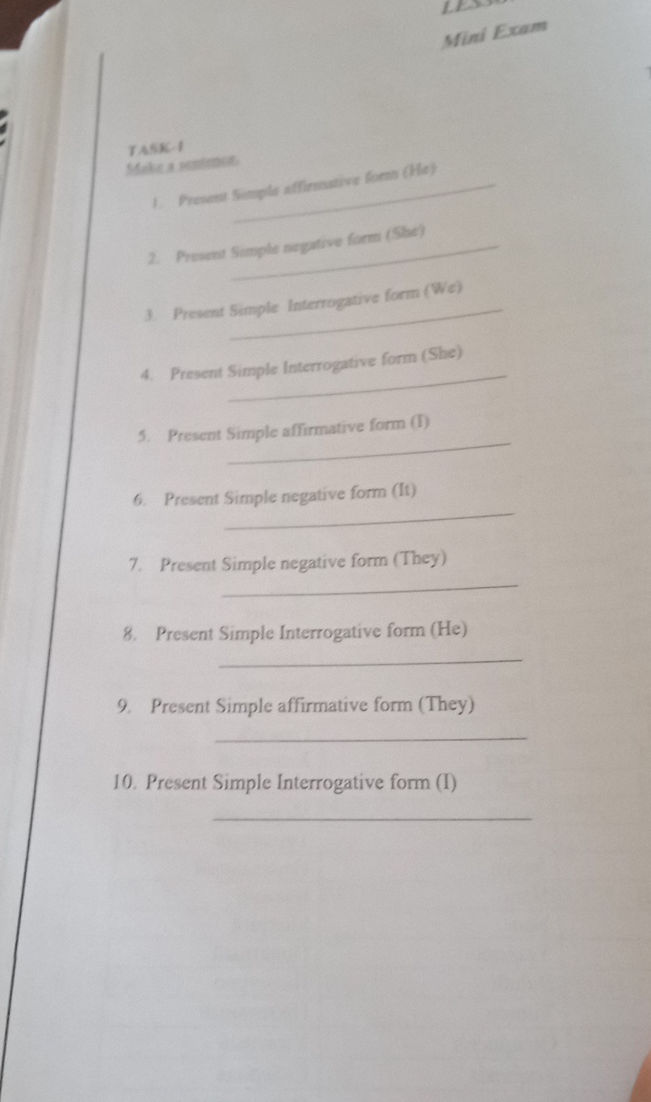 TASK-1 Make a sentence 1 Present Simple | StudyX